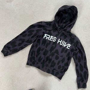 Freshjive leopard print zip up sweatshirt hoodie